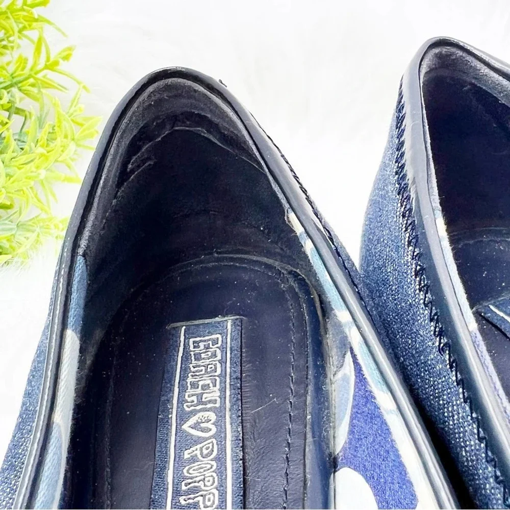 "COACH Poppy Navy/Denim Rhinestone Flats Size 7.5B - Chic Embellished Casual Sho - Picture 10 of 12